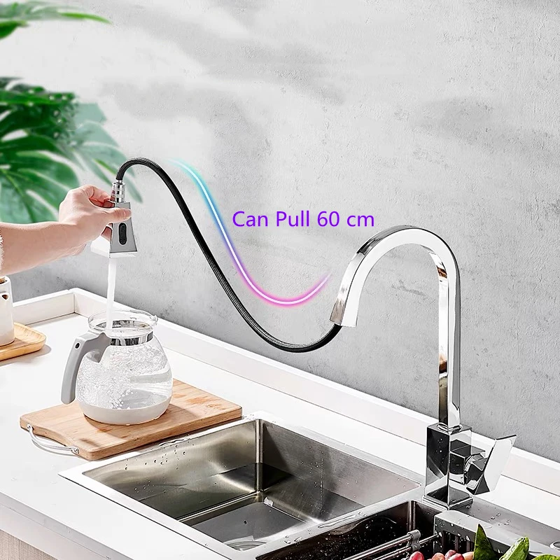 Kitchen Faucets Black/brushed Nickel Brass Button Switch Stream Sprayer