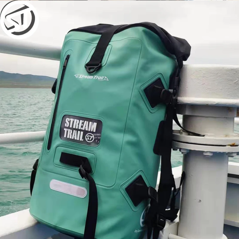 Stream Trail Waterproof Outdoor Drytank 40L D2 Backpack Dry Bag Water Resistant Daypack Heavy Duty Roll-Top Closure Padded Back
