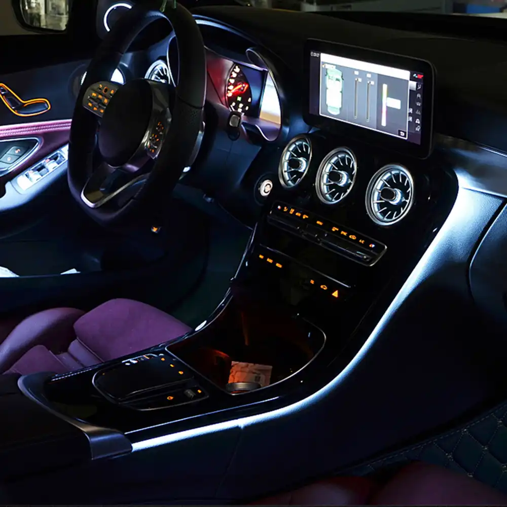 Upgrade 64 Farben Umgebungs Licht Fur W205 Mercedes Benz C Glc Klasse C260 Glc C180 Klasse Atmosphare Lampe Erweiterte Licht Abdeckung Interior Mouldings Aliexpress