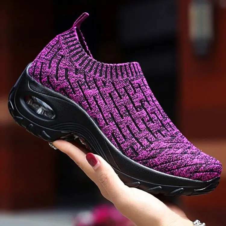 Новинка года; сезон осень; женские мокасины с воздушной подушкой; повседневная спортивная обувь на танкетке; женские тонкие туфли с закрытым круглым носком; mujer; большие размеры - Цвет: purple