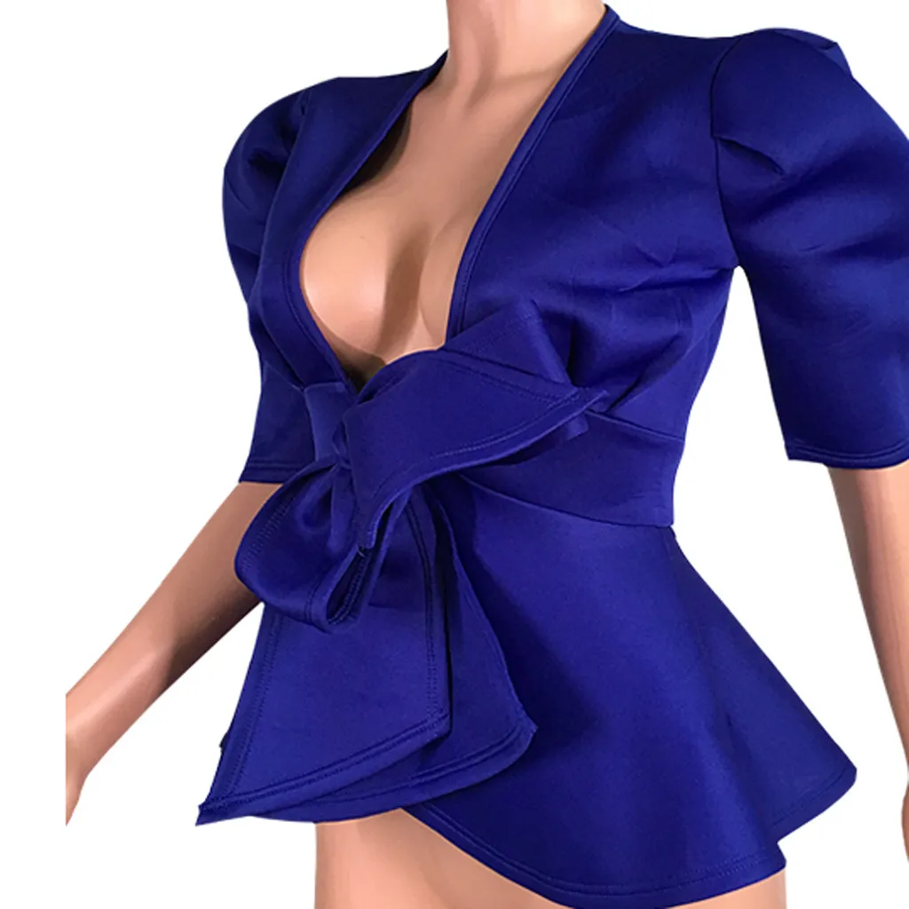 Женская куртка, модная, женская, сексуальная, одноцветная, с оборками, с бантом, половина рукава, кардиган, пальто, женская блузка# YB40