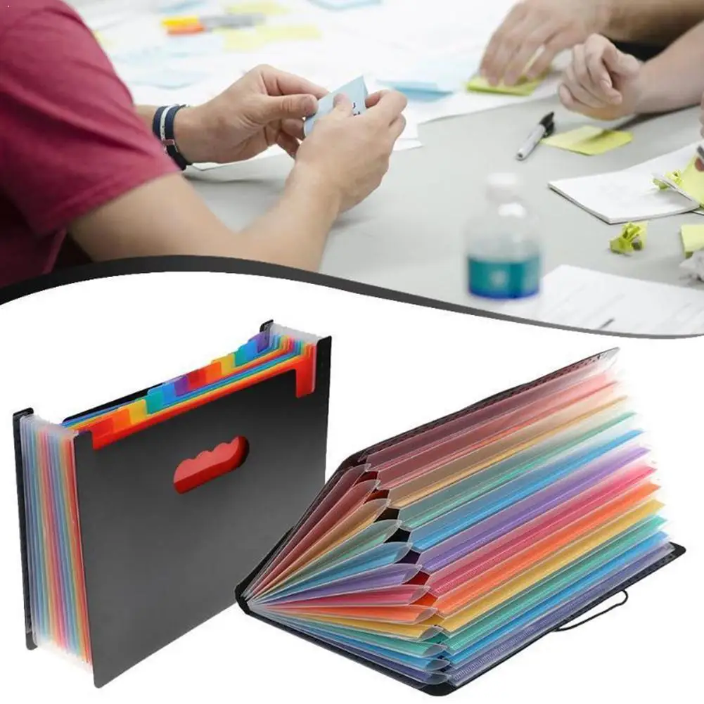 

Rainbow Organ Bag Storage Waterproof Desk File Folder Paper Multilayer Holder Document School Office Box Stationery Expandi X6J1
