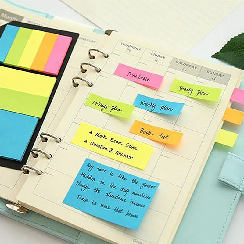 

1pc B5 A5 A6 Sticky Notes Planner Schedule 6 Holes Binder Dairy Memo Divider Sticker for Loose Leaf Binder Spiral Notebook