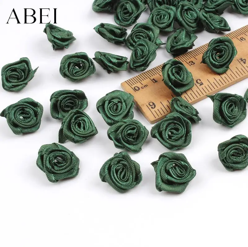 300pcs Multicolor Mini Satin Ribbon Rose Heads for Crafting and Decoration