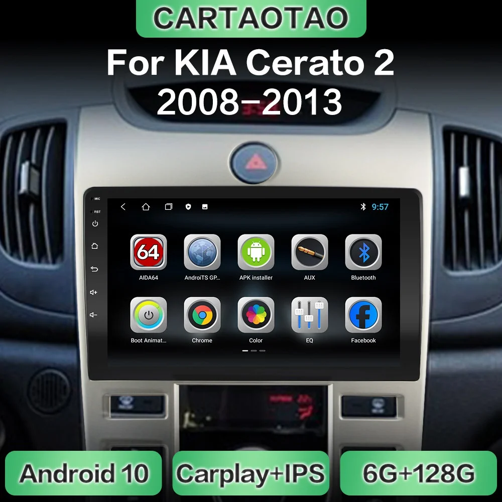 Автомагнитола на Android 10 0 с GPS Wi-Fi CarPlay мультимедийный плеер для Kia Cerato 2 Forte MT 2008-2013 DSP