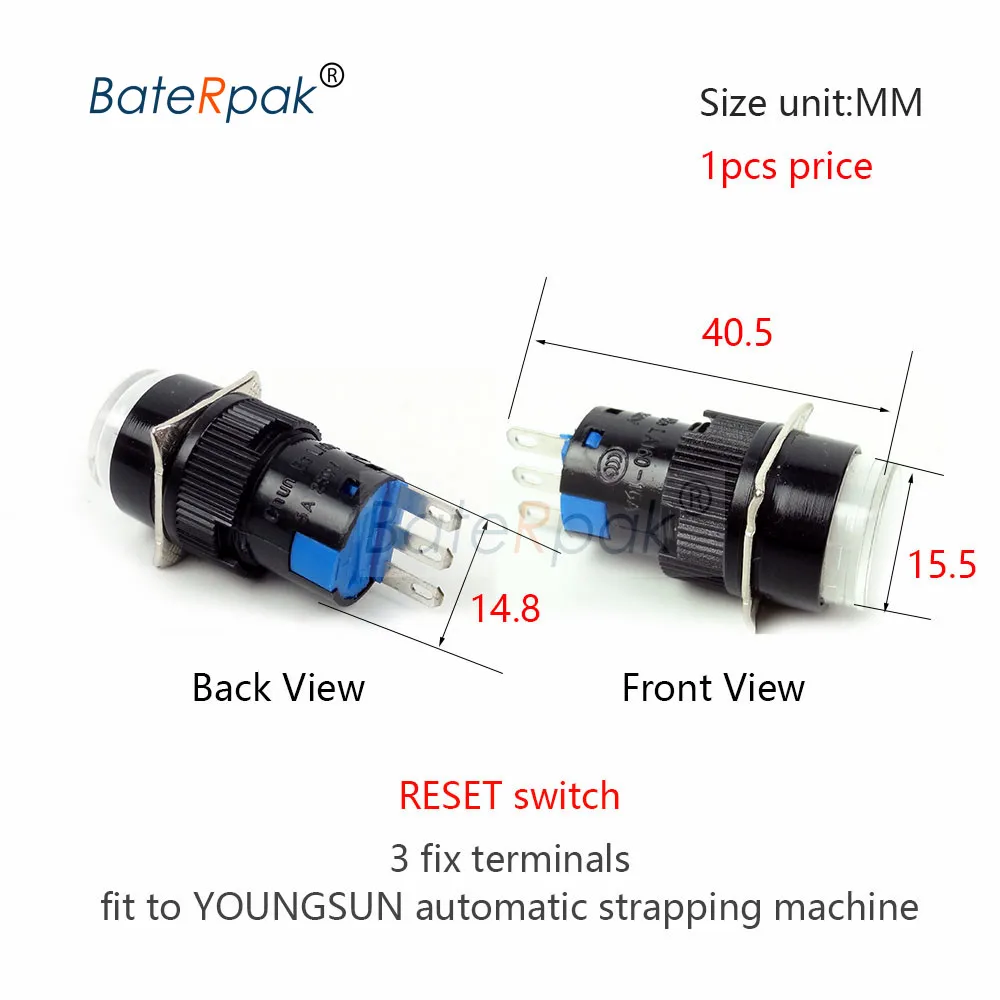BateRpak красная/желтая/Зеленая кнопка полуавтоматическая обвязочная машина части, Комплектная машина переключатель кнопки части, цена 1 шт - Цвет: Reset Switch