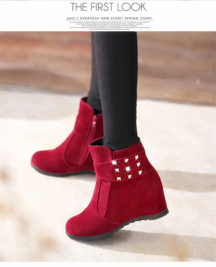 

Boots Women's 2019 Autumn And Winter New Style Korean-style Short High-Heel Slanted Heel Students Short-height Versatile Elevato