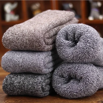 

3 pairs/lot socks men winter warm wool socks Super thick medium tube cashmere thickening terry velvet socks factory wholesale