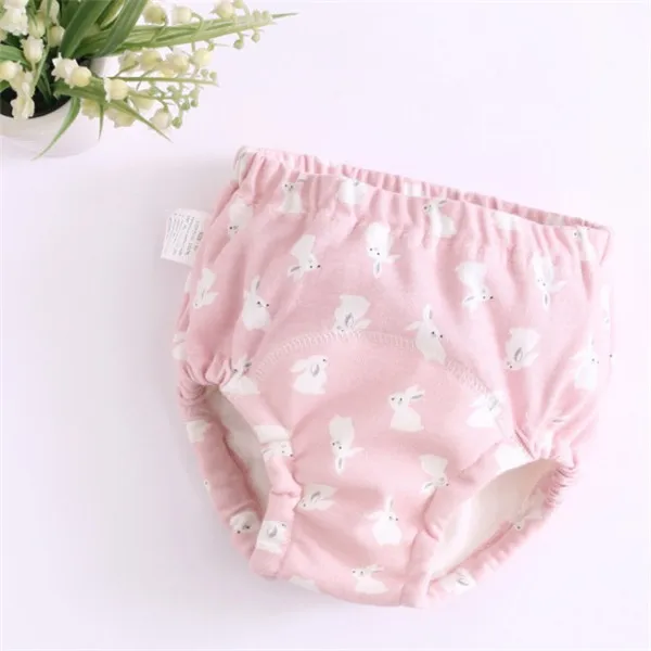 Pink Rabbit Детское нижнее белье с 6 слоями, моющиеся Детские хлопковые тренировочные трусики, тканевые подгузники многоразовые детские подгузники, водонепроницаемые - Цвет: Pink Rabbit