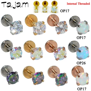

1PC Round Zircon Labret Stud Cartilage Earring Tragus Lip Ring 16G Monroe Internal Thread Earring Flat Bottom Piercing Jewelry