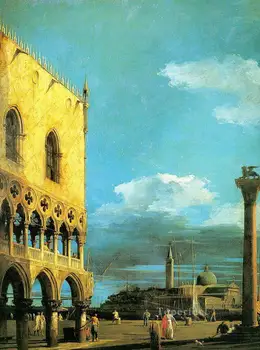 

5 Hand Painted Art Paintings by College Teachers - cityscape piazzet looking south Canaletto Venice - Oil Painting on Canvas