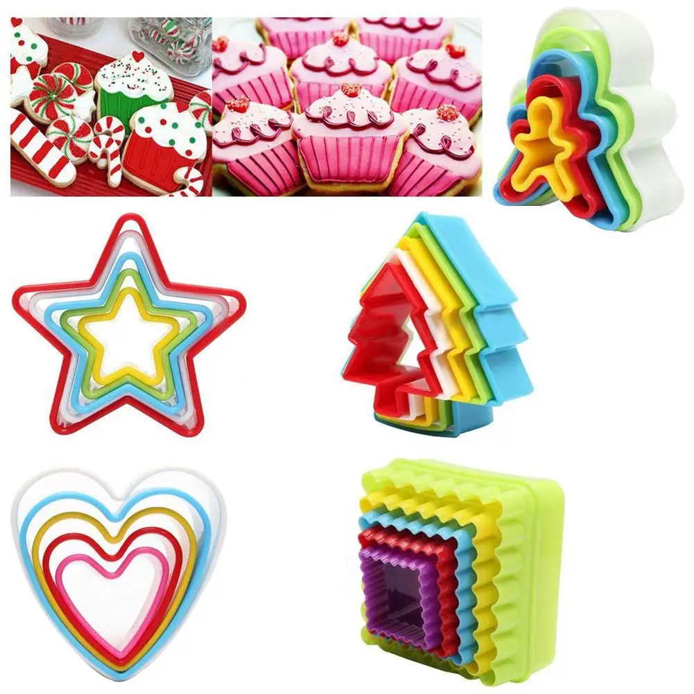 

5 Pcs DIY Fondant Mould Baking Mold Cake Cookie Decorating Sugarcrafts Tool Set pastry made by these cutters could be as gifts !