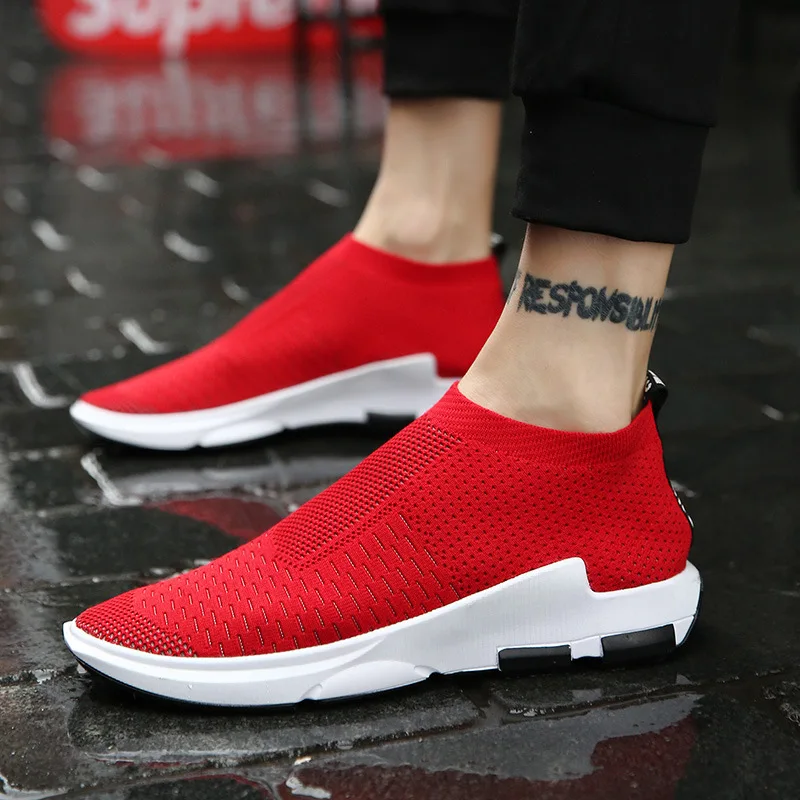 

2019 New Style MEN'S Shoes Fly Woven Breathable Casual Shoes Large Size Athletic Shoes Versitile Fashion Soft Bottom Running Sho
