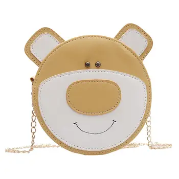 

2019 New Pattern Women Inclined Shoulder Bag Fashion Women Leather Mini Shoulder Bags Round Cute Bear Crossbody Messenger Packs