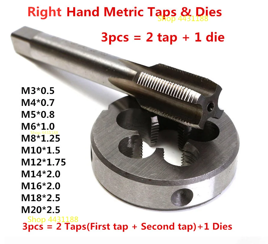 3 шт./лот M3/M4/M5/M6/M8/M10/M12/M14/M16/M18/M20 подходящие комбинированные метрические Метчики и