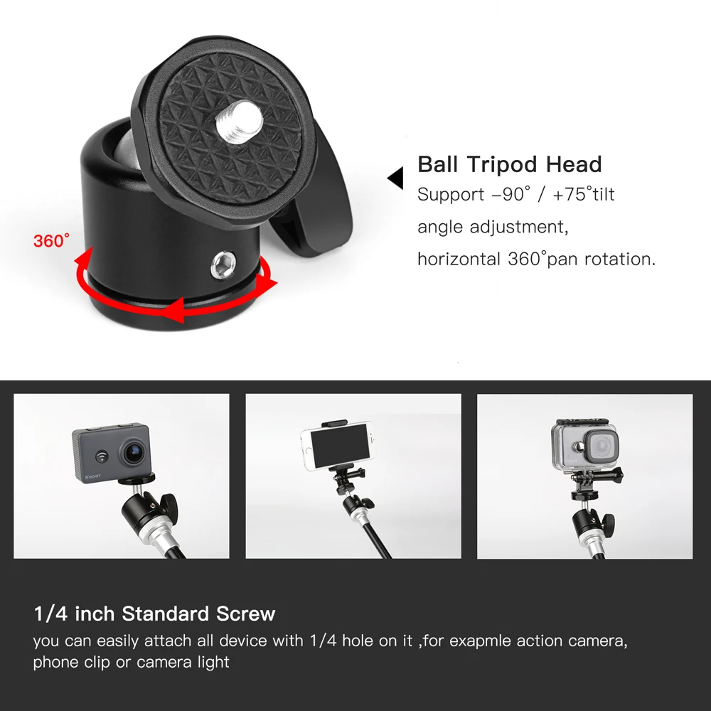 SHOOT XT-443 96 см портативный алюминиевый монопод для камеры GoPro Hero 7 6 5 4 Xiaomi Yi 4K Canon H9 dslr селфи палка с шаровой головкой