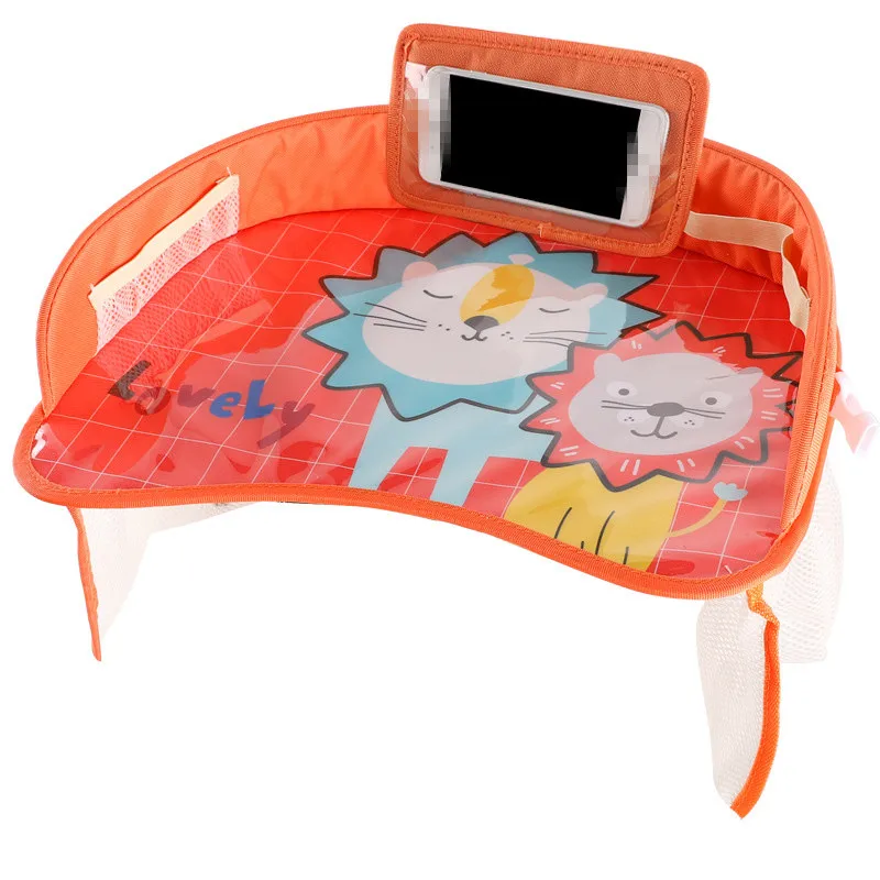Автомобильное детское сиденье стол портативный многофункциональный мультфильм ребенок автомобиль безопасности стул лоток игрушка еда напиток держатель для мобильного телефона - Название цвета: Lion