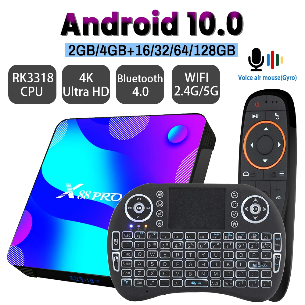 Transpeed Android 10 ТВ коробка 2 4G и 5 8G Wi Fi 32G 64G 128G 4k 3D Bluetooth приемник медиа проигрыватель