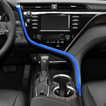 شراءABS لوحة سيارة اليسار تنفيس الهواء منفذ التحكم المركزي الزخارف ملصق مزخرفة الخشب الحبوب الكربون لتويوتا كامري 2018