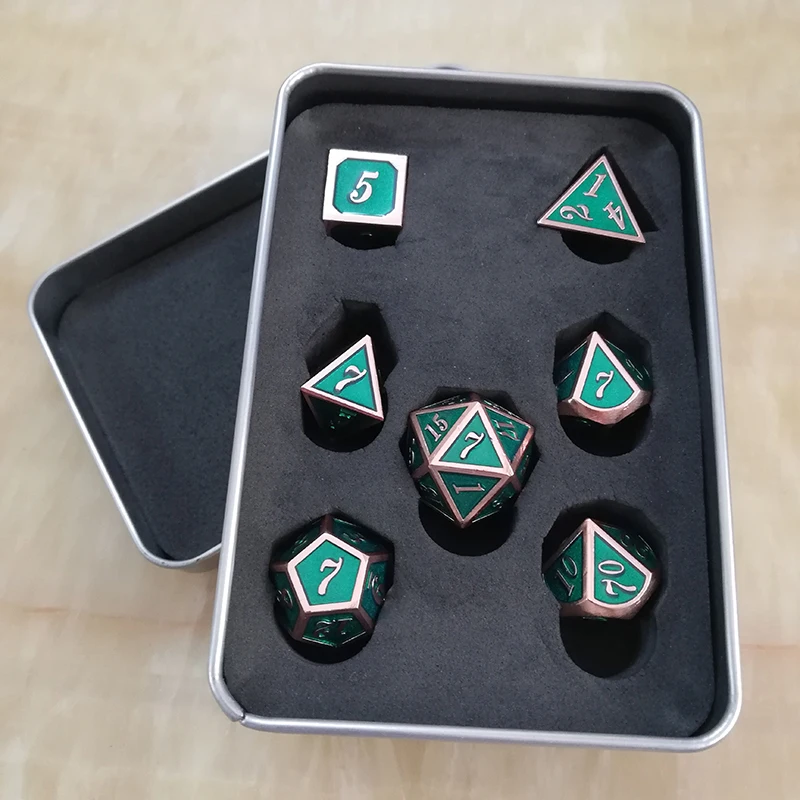 Металлические кубики D4 D6 D8 D10 D % D12 D20 с черным мягким шнурком для DnD ролевые игры