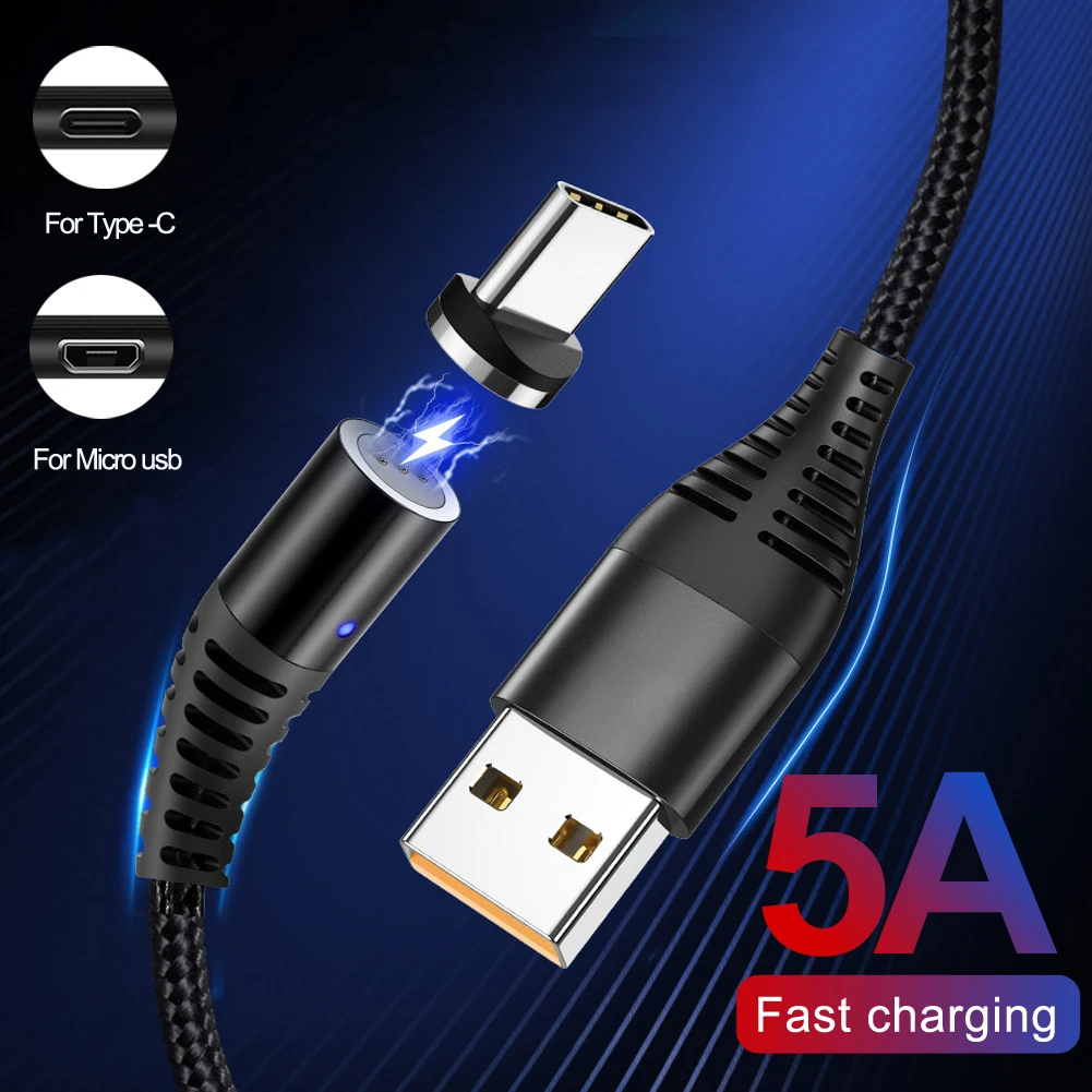 Магнитный кабель для быстрой зарядки 360 ° 5A Магнитный кабель type-C Micro USB для быстрой зарядки huawei mate 30 P30 Pro Lite