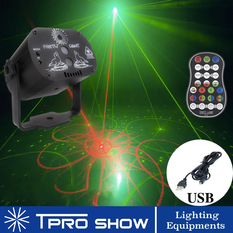 Лазерный проектор с 60 узорами RGB светодиодный диско-светильник стробоскоп