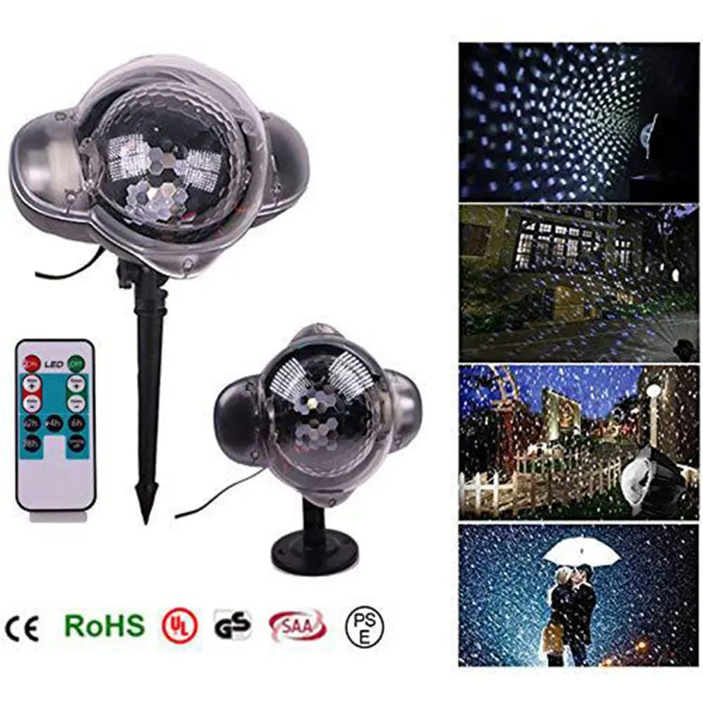 Мини-светильник для снега, снежинка, Лампа для проектора, светодиодный наружный водонепроницаемый лазерный светильник для газона, Лампа для проектора на Рождество, для США/ЕС/Великобритании/Австралии