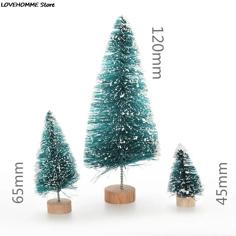 Mini Christmas Tree 1/3/6 Pcs Artificial Sisal Snow Landscape Architecture for Christmas Crafts Tabletop Decor
