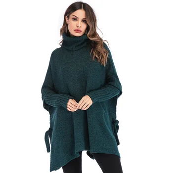 

2019 autumn elegent women long sleeve high collar plus size sweaters