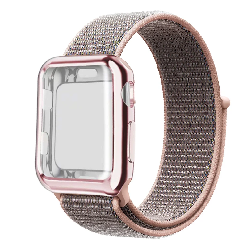 Спортивный бесшовный ремешок для наручных часов Apple Watch, версии чехол 44 мм 40 мм, 38 мм, 42 мм, iWatch, версия 5 4 3 2 спортивный Браслет Apple watch 4 чехол Защитная пленка для экрана