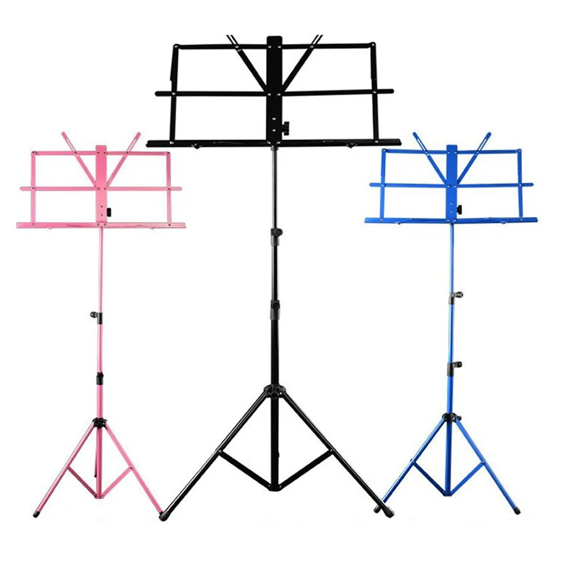Foldable Music Sheet Tripod Stand Metal Music Stand Holder with Waterproof Carry Bag 7 Colors