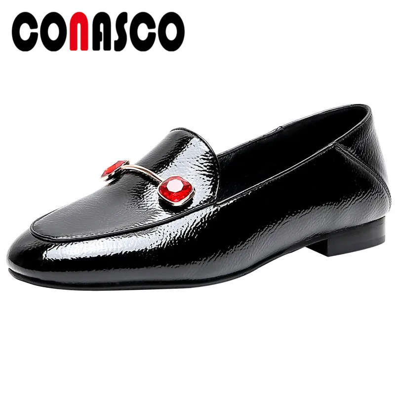 

CONASCO 2020 Fashion New Arrival Woman Pumps Microfiber Spring Autumn Office Shallow Rhinestone Round Toe Square Heeled