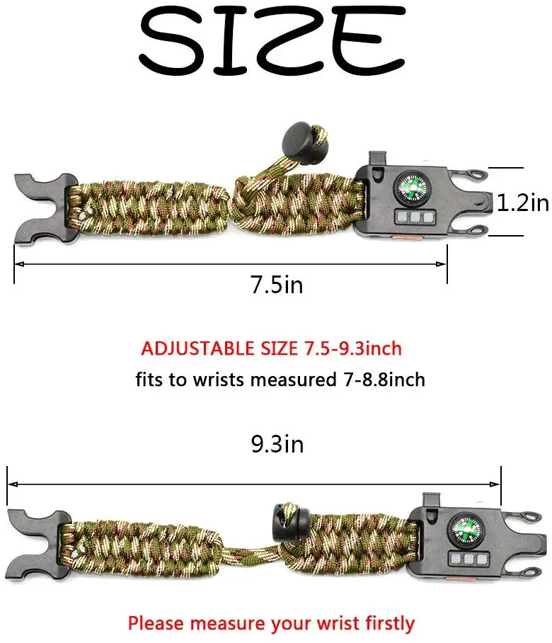 Аварийный паракордовый браслет Тактический аварийный комплект с лазерным инфракрасным SOS светодиодный фонарик УФ-лампа компас спасательный свисток