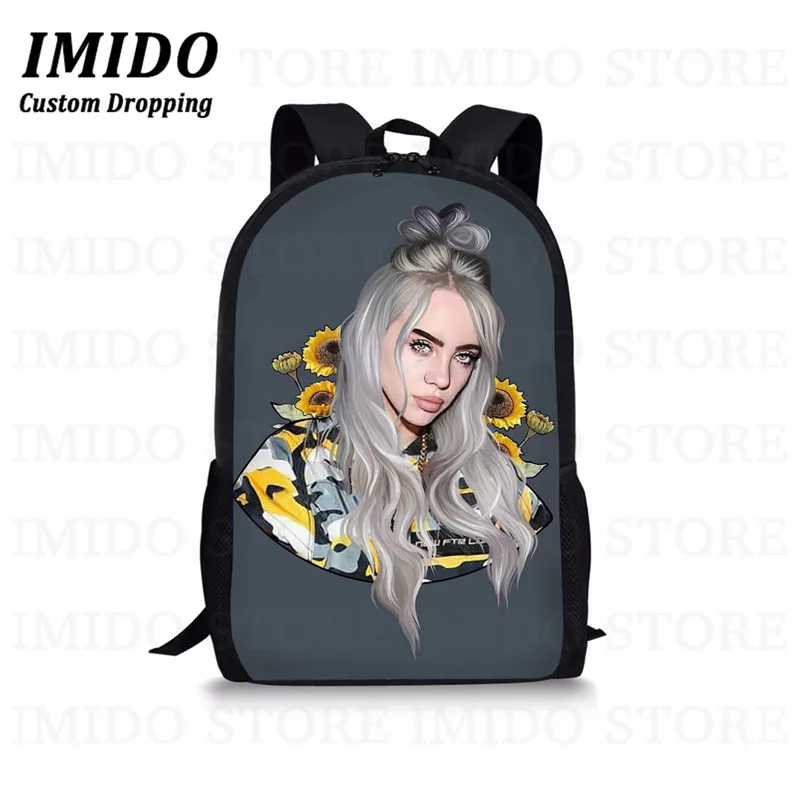 IMIDO, школьный рюкзак для девочек-подростков в стиле хип-хоп Billie Eilish, комплект из 3 предметов, школьные сумки для студентов и студентов, сумка для книг, Повседневная сумка, подарок - Цвет: as picture