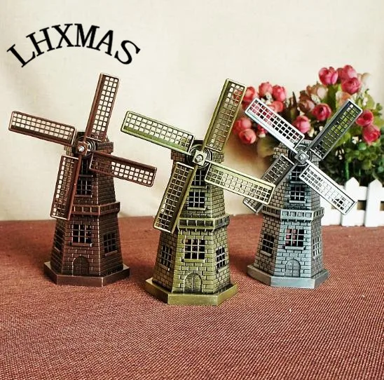 Metal Figurines Antique Bronze Dutch Windmill Model Holland Crafts For Home Decoration E378 | Дом и сад