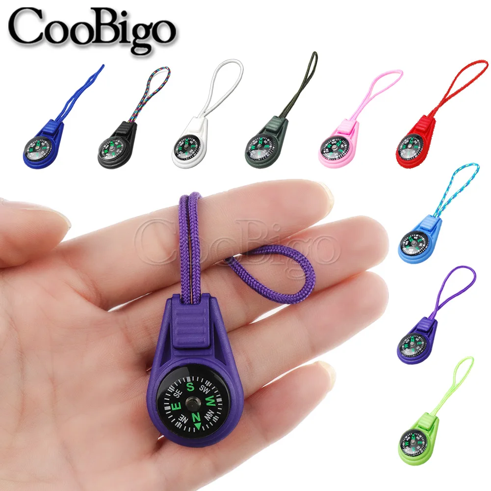 10Pcs Colorful Survival Keychain Zipper Pull Mini Compass for Outdoor Backpack Camping Hiking Pocket Navigator Adventure Tool | Спорт и