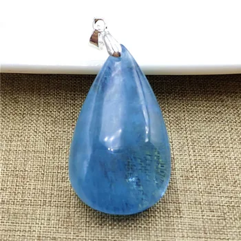 

From Brazil Natural Blue Aquamarine Clear Beads Pendant 41x24x11mm Women Men Fashion Stone Jewelry Necklace AAAAA