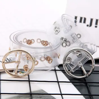 

Unif Novelty Transparent Waistband Resin Plastic Belt Ladies Round Buckle Pin Buckle Fashion Tide All-match Casual Accessories