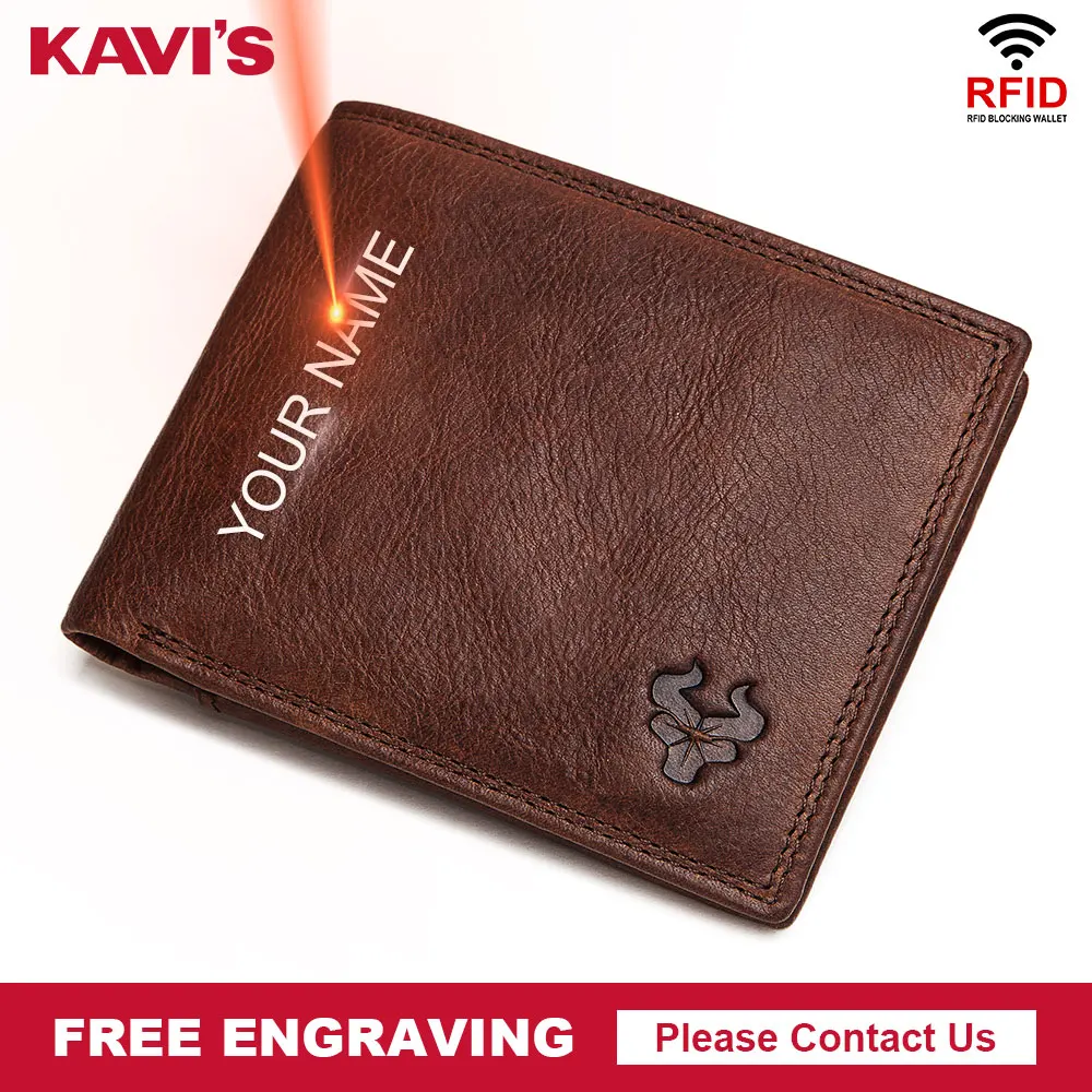 

GZCZ Cow Leather Men Wallet With Coin Pocket Vintage Male Purse Function Brown Men Wallet with Card Holders Free Engraving