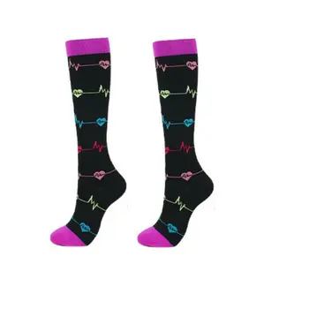 

Compression Socks ECG Color Point Love Sports Compression Socks For Women Men Knee High Medical Nursing Travel Crossfit Gifts
