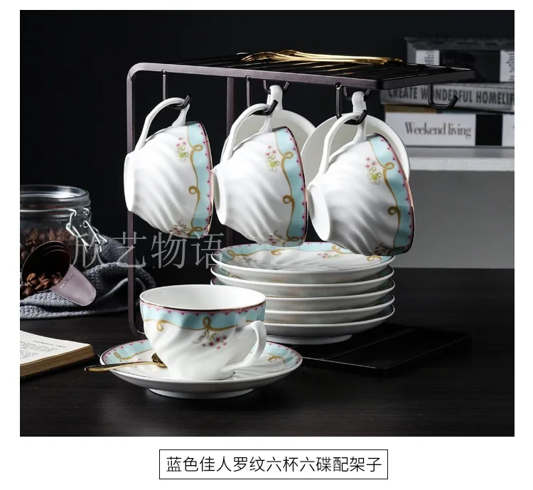High Quality Bone China Tea Cup and Saucer Set Luxury Coffee Cup Vintage White Ceramic Coffee Cups Classic Nordic Kitchen D6D