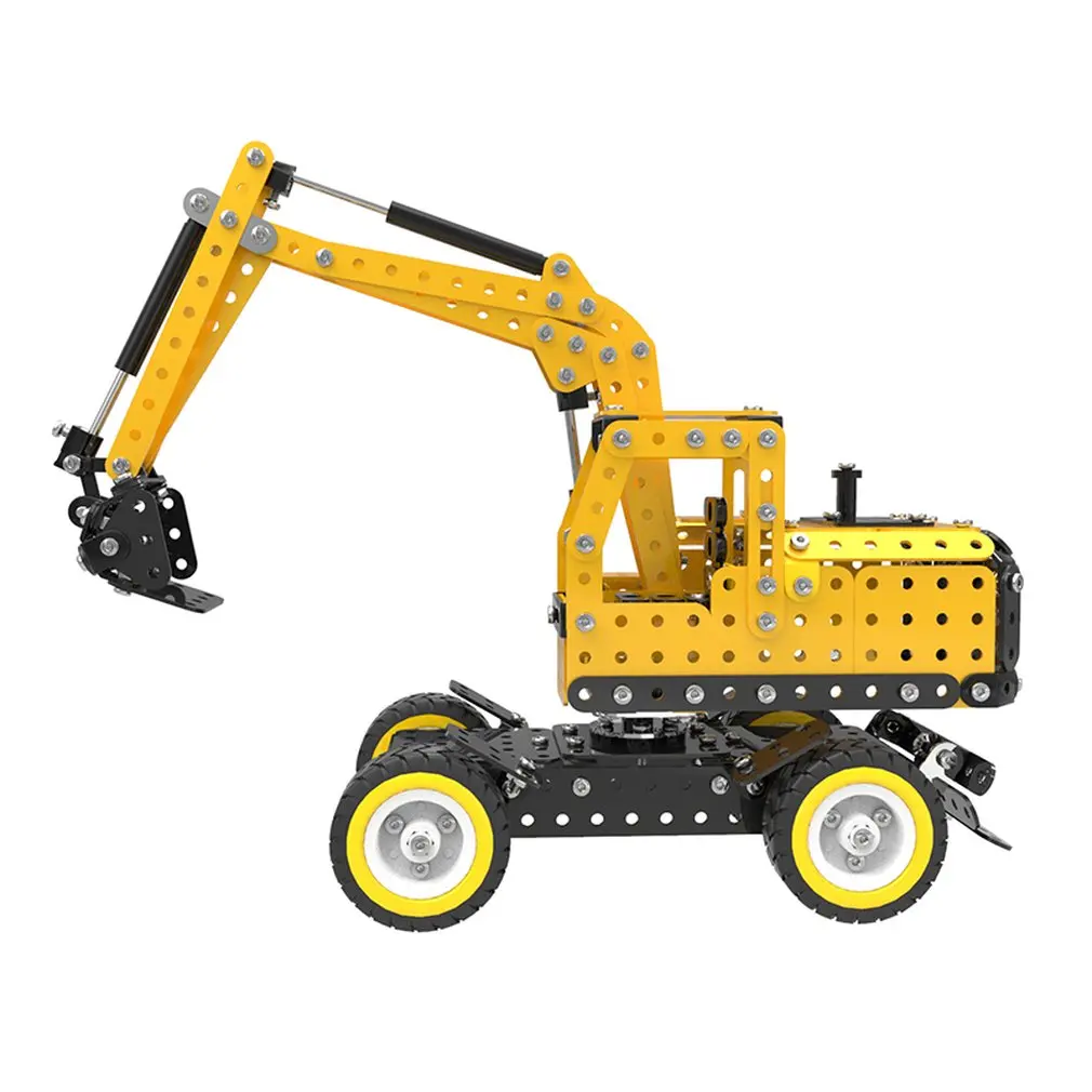 

502PCS excavator DIY Stainless Steel Model 3D Puzzle Models Block Building Kits Kids Eduacational Toy Boys Christmas Gift