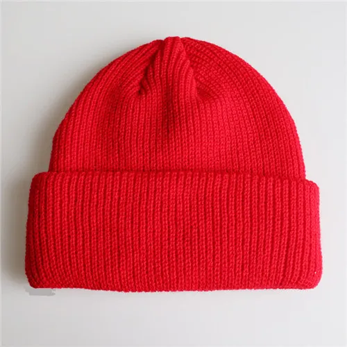 13 цветов, однотонная шапка унисекс, осенне-зимняя шерстяная шапка, мягкая теплая вязаная черная шапка для мужчин и женщин, Красная шапка с черепом, лыжная шапка s Beanies - Цвет: Красный
