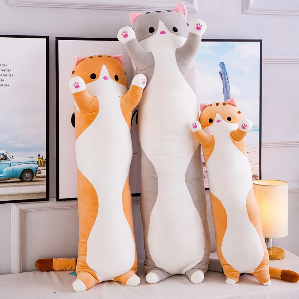 

Plush animal strip cat pillow cartoon creative soft stuffed plush toy doll kids gift furniture decoration 50-110 cm WJ269