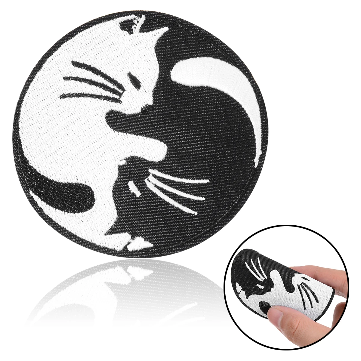 1pc Yin Yang White Black Cat Applique Sew Iron On Patch Badge Hat Jeans Fabric Cap T-shirt Cool Decoration