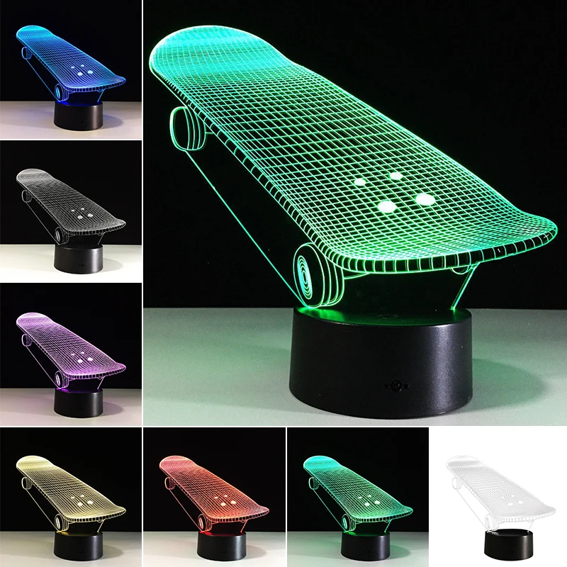 DC 3W Scooter 3D LED Illusion Nights Light 7 Colors Touch Switch Table Desk Lamp