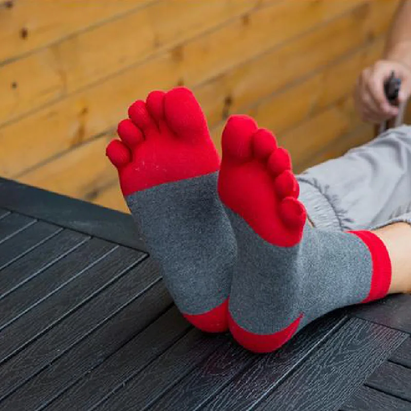 Зимние пять пальцев Для мужчин носки Отделка: пэтчворк; Хлопок; теплый носок Повседневное дышащие тренировочные штаны утепленные Для мужчин's Носки теплые, мягкие носки, 1 пара