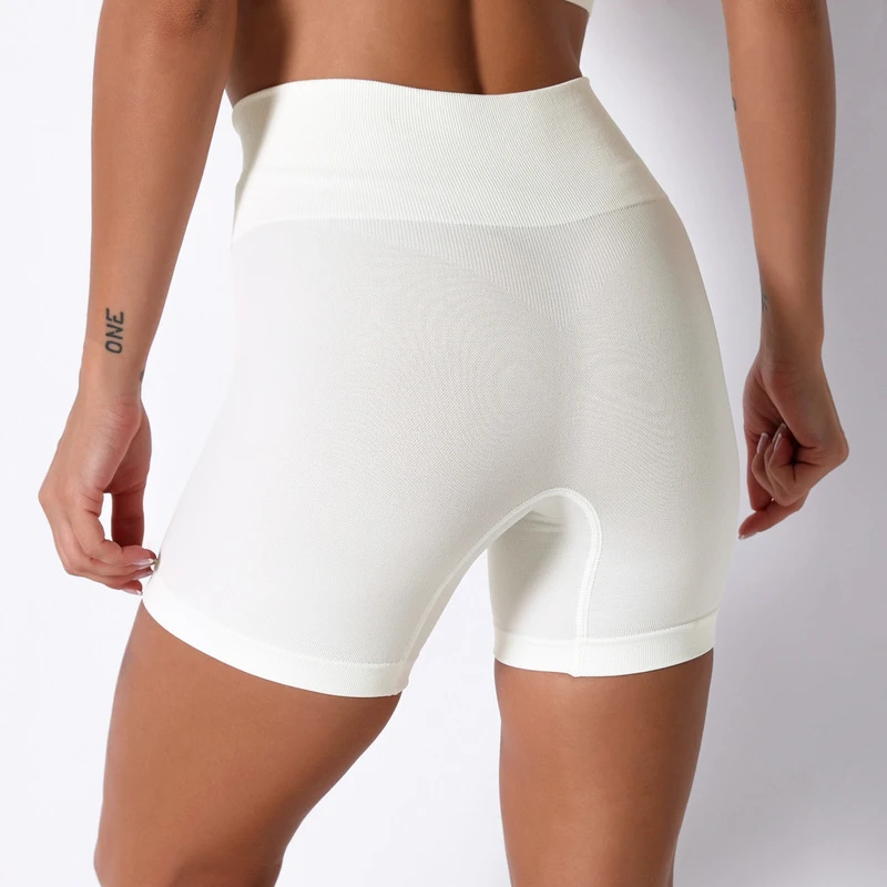 Seamless Casual Shorts Solid Gym Shorts For Fitness Push Up High Waist Short Trousers Breathable Comfortable white shorts