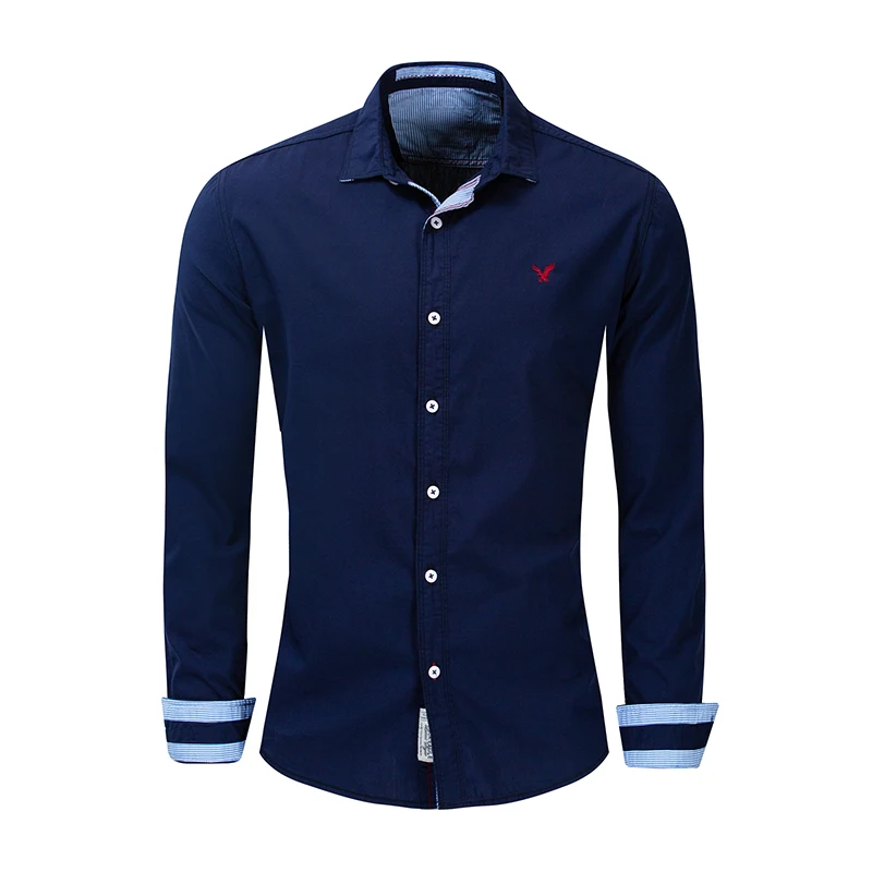 

Men's Shirt 2019 New Long Sleeve Shirt Casual Embroidered Shirt Solid Color Cotton Shirt Men's Shirt
