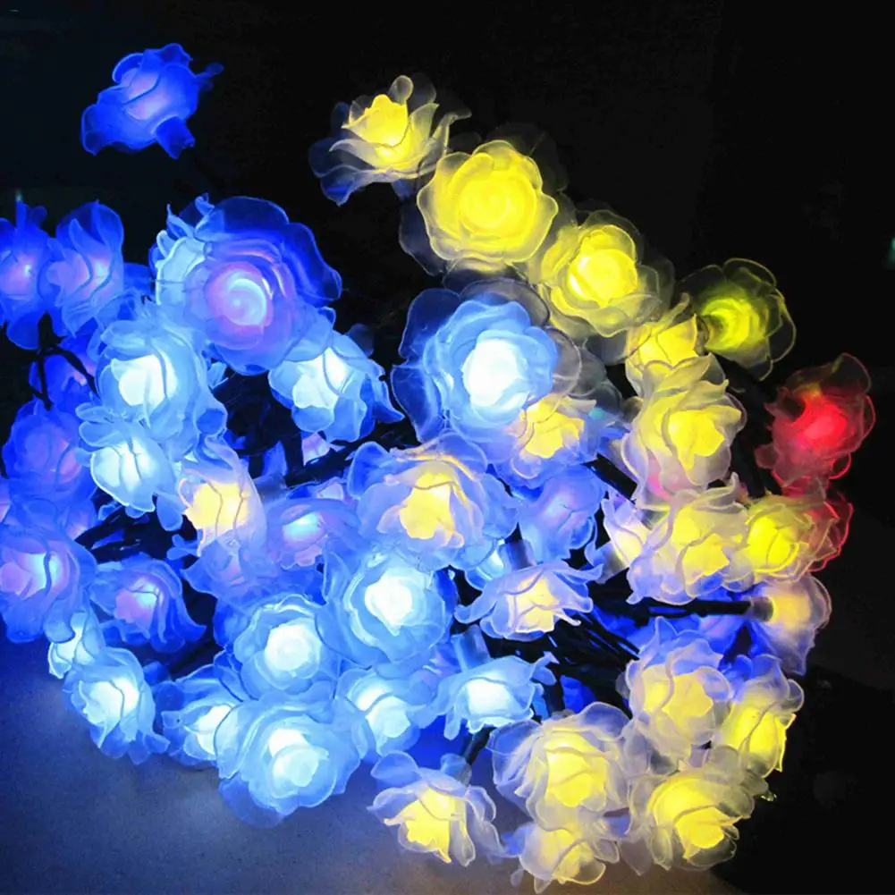

6M 30LED Flower Shaped Outdoor Solar Lamp String Lights Waterproof LED Copper Wire String Colorful Flower Lights Festival Decor